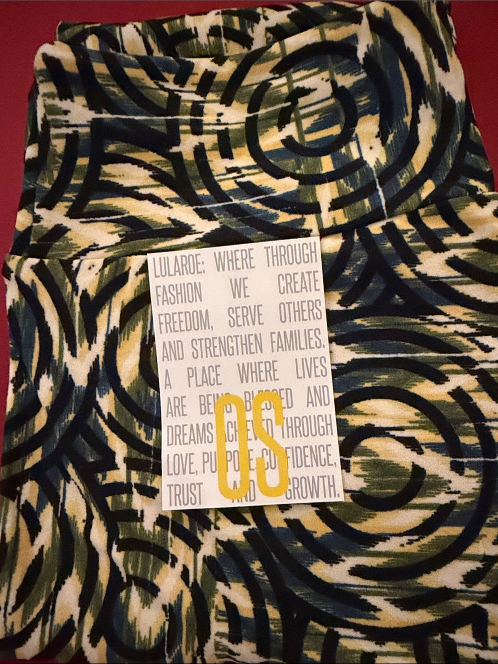 LuLaRoe Green Navy and Cream Swirl OS Leggings